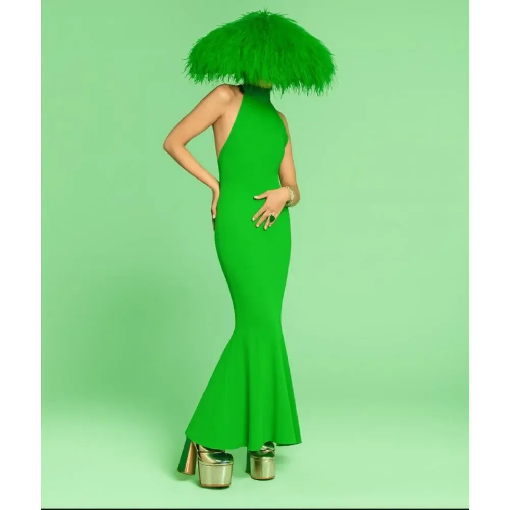 Solace London Lula Midi Dress Gown Formal Mermaid Vibrant Lime Green Size US 4 - Picture 1 of 11